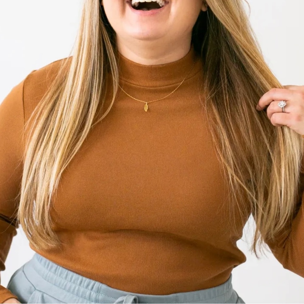 LEV Apparel Allison Mock Turtleneck in Camel